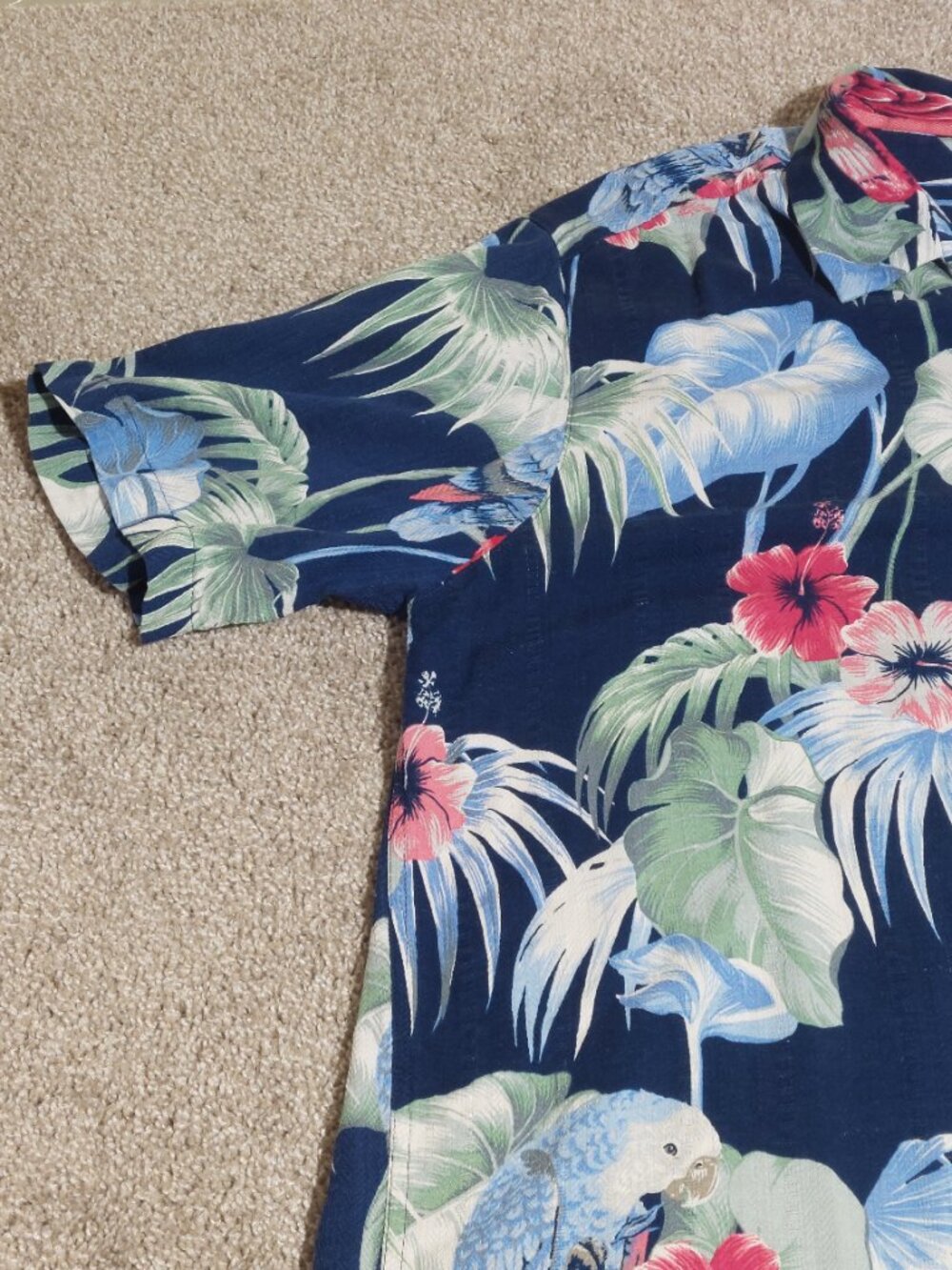 Caribbean Silk Blend Linen Tropical  Resort Button Up Shirt Size XLT - Picture 2 of 7